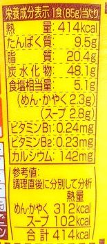 カップヌードル（欧風チーズカレー）の原材料名/アレルギー/カロリー/栄養成分表示の画像